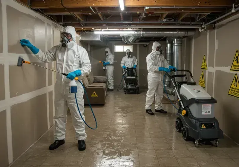 Basement Moisture Removal and Structural Drying process in Bangor Trident Base, WA